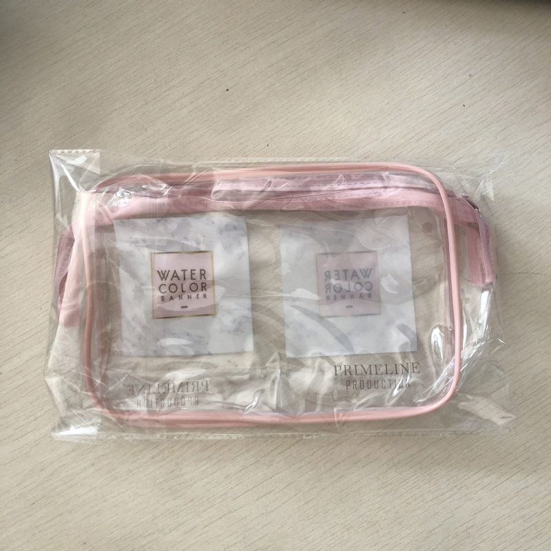 Prozirna PVC torbica za kozmetiku sa zatvaračem – prijenosni higijenski set s otiskom logotipa, plastični materijal, visokofrekvencijski toplinski tisak