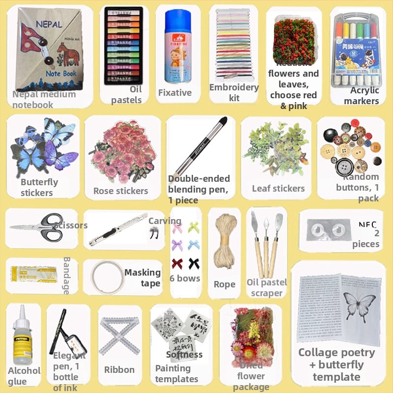 Дневник със страници от сламна хартия, PP обложка, DIY комплект, без марка, стил 11408890