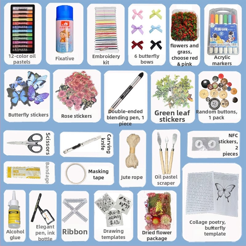 Дневник със страници от сламна хартия, PP обложка, DIY комплект, без марка, стил 11408890