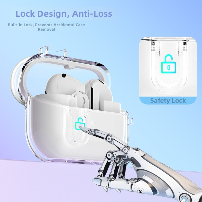 Kryt na slúchadlá Samsung Buds3 Pro — Priehľadný TPU púzdro s uzamykacím mechanizmom, Injekčne tvarovaný ochranný obal, Možnosť prispôsobenia, Značka WLG