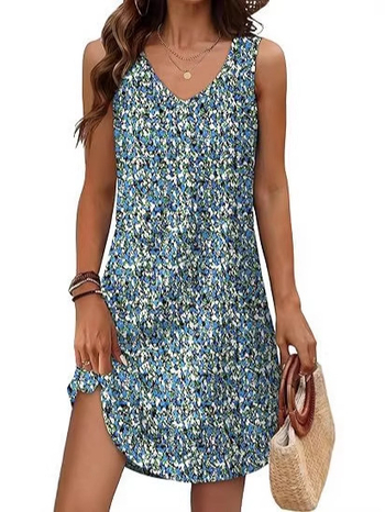 Rochie cu decolteu în V, fără mâneci, croială A-line, lungime scurtă