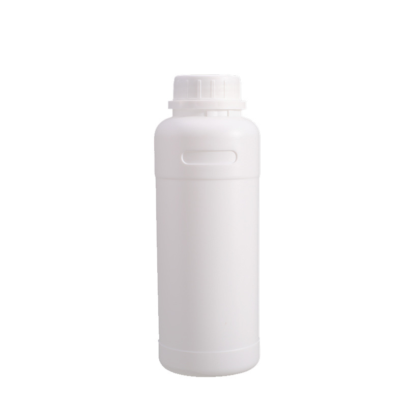 HDPE кръгла бутилка за пестициди, издухана форма, с външна капачка, 100% чист материал, печат на лого