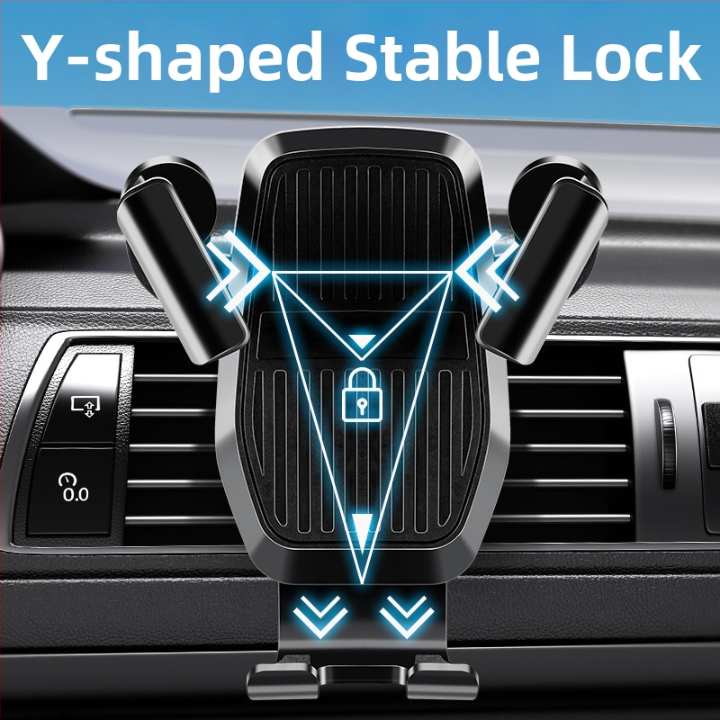 Държач за телефон за автомобилен въздушен изход, с гравитационен сензор и удароустойчив дизайн, универсална съвместимост