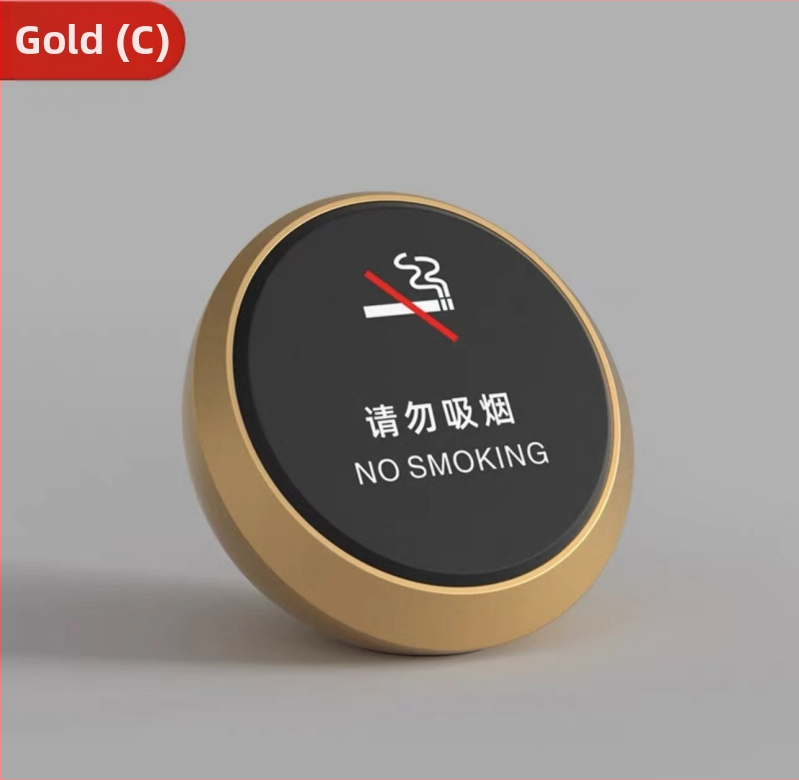 Znak upozorenja na zabranu pušenja – kružna odvojiva plastična etiketa za stolni prikaz, prilagodljiva