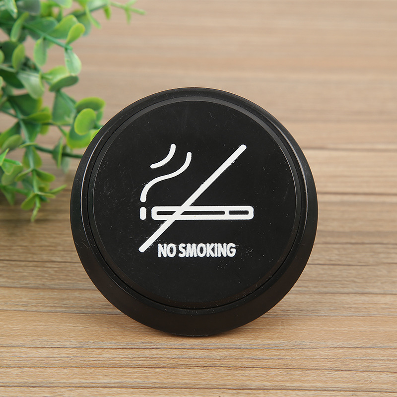 Znak upozorenja na zabranu pušenja – kružna odvojiva plastična etiketa za stolni prikaz, prilagodljiva