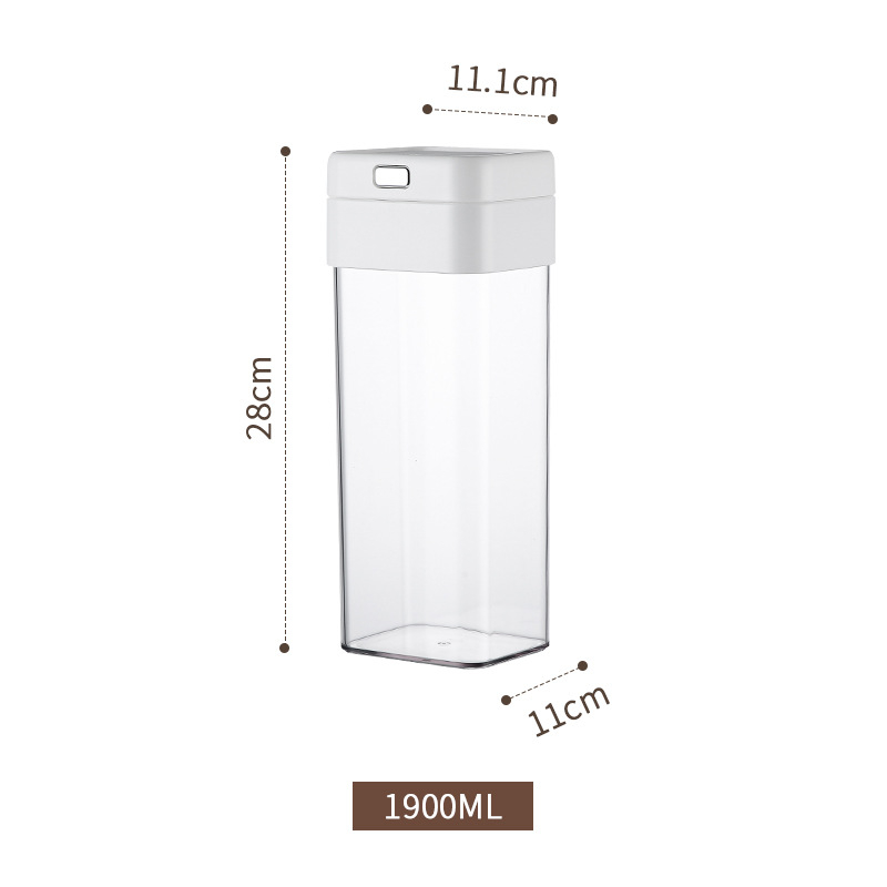 Téglalap alakú műanyag vákuumzáras tároló fedővel, 1-2 literes kapacitás, kávé, dió, nassolnivalók és tea tárolására