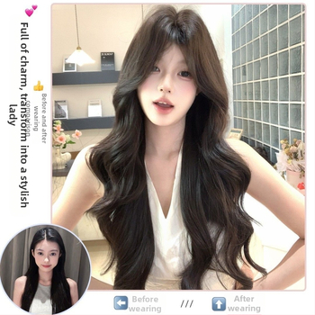 Duga kovrčava perika Kenny Wig sa šikim fringeom - vlak otporan na toplinu, prirodan stil