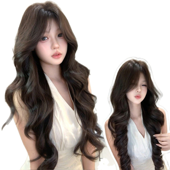 Duga kovrčava perika Kenny Wig sa šikim fringeom - vlak otporan na toplinu, prirodan stil