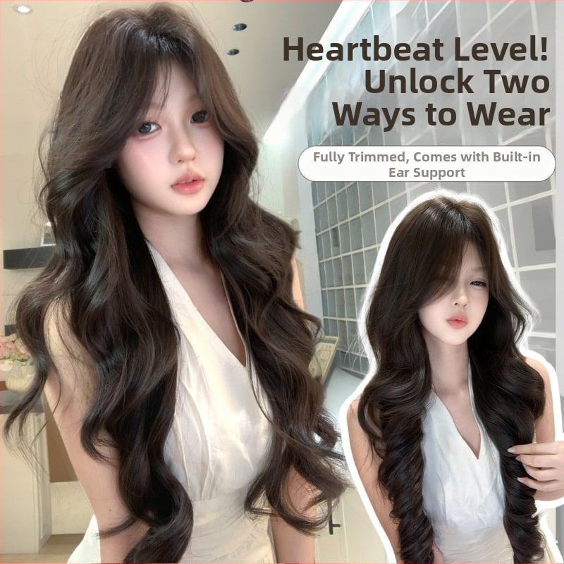 Duga kovrčava perika Kenny Wig sa šikim fringeom - vlak otporan na toplinu, prirodan stil