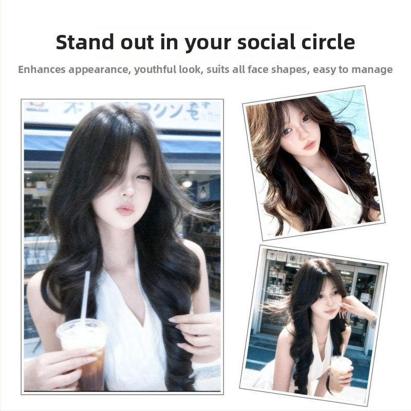 Duga kovrčava perika Kenny Wig sa šikim fringeom - vlak otporan na toplinu, prirodan stil