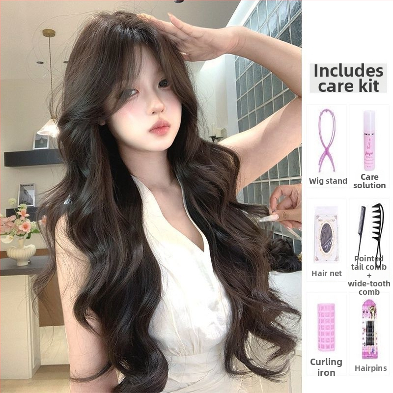 Duga kovrčava perika Kenny Wig sa šikim fringeom - vlak otporan na toplinu, prirodan stil