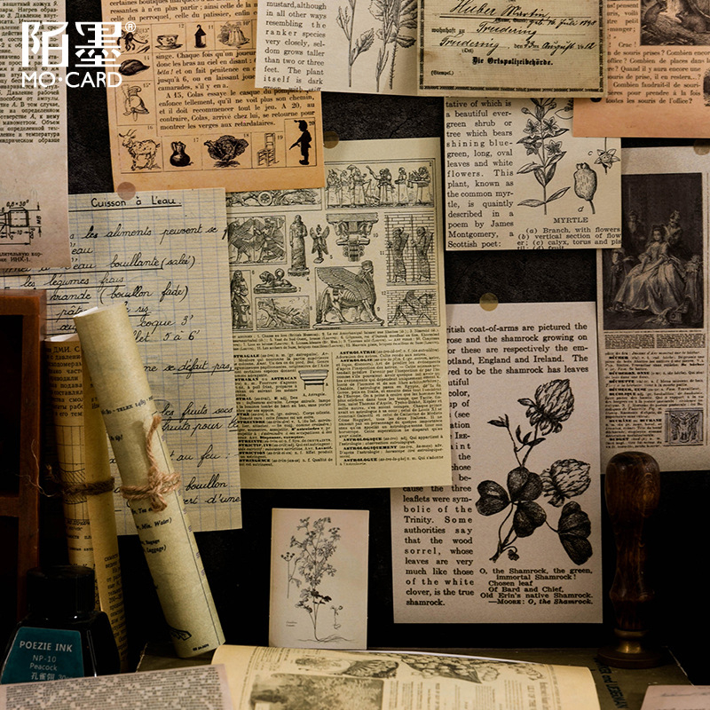 DIY set naljepnica za dnevnik u retro stilu s motivima gljiva, leptira i mjesečevih faza — 30 listova, 12 dizajna, brenda DREHOP/Mengxi, tisak