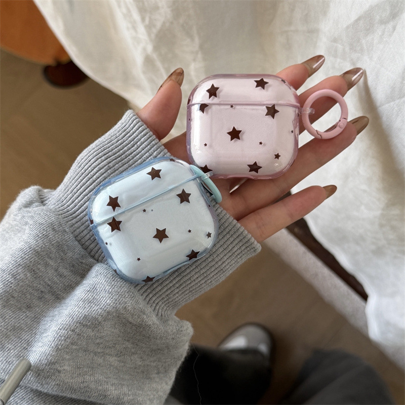 AirPods 4. generáció és AirPods Pro 3 – szilikonból készült, puha burkolat, rajzfilmszerű stílus, csillag motívum, injekciós öntés