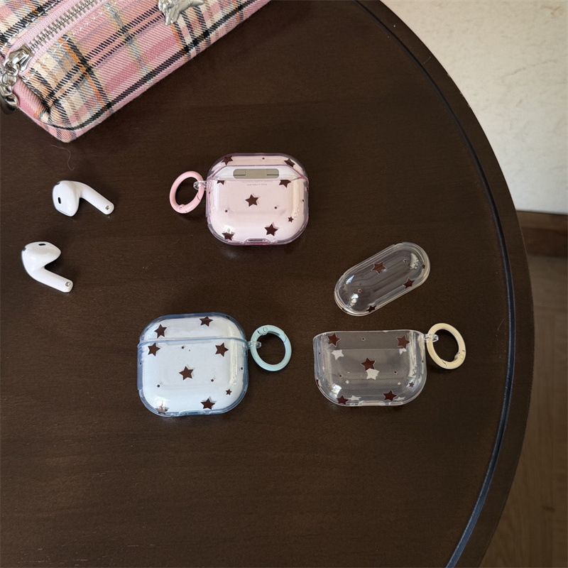 AirPods 4. generáció és AirPods Pro 3 – szilikonból készült, puha burkolat, rajzfilmszerű stílus, csillag motívum, injekciós öntés
