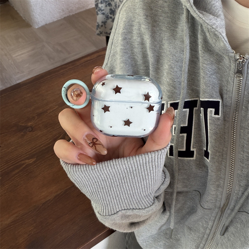 AirPods 4. generáció és AirPods Pro 3 – szilikonból készült, puha burkolat, rajzfilmszerű stílus, csillag motívum, injekciós öntés