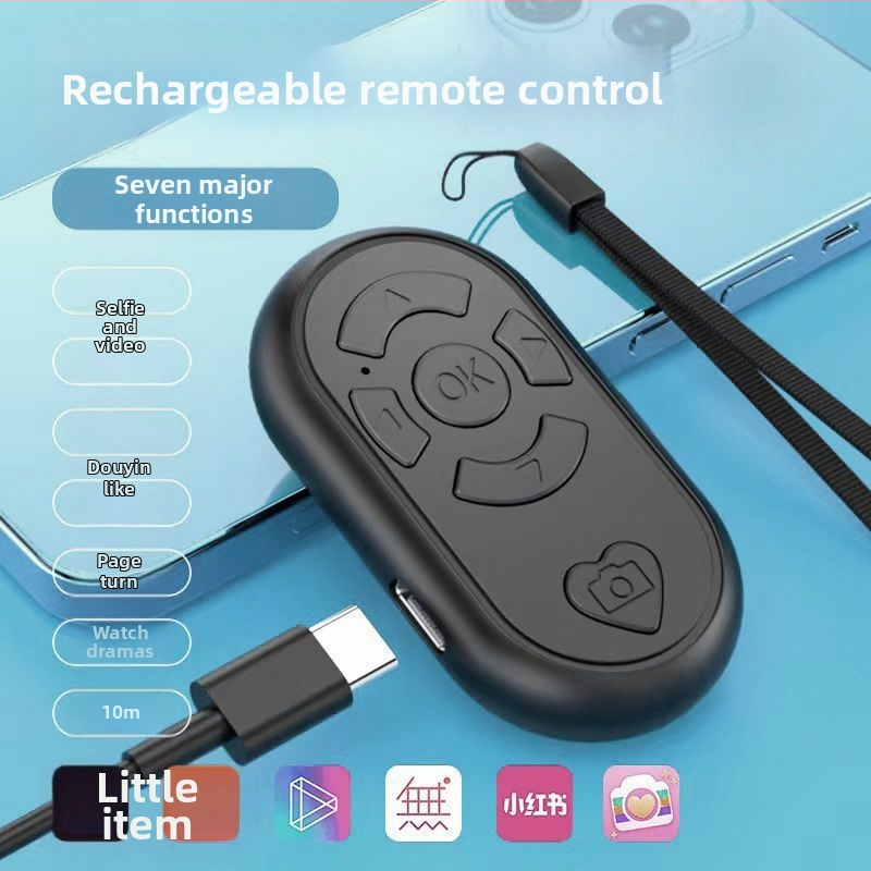 Ax-1 Diaľkové ovládanie videa pre mobilný telefón, Bluetooth do 10 m, Batéria 130 mAh, ABS puzdro, Režim tlačidového ovládania