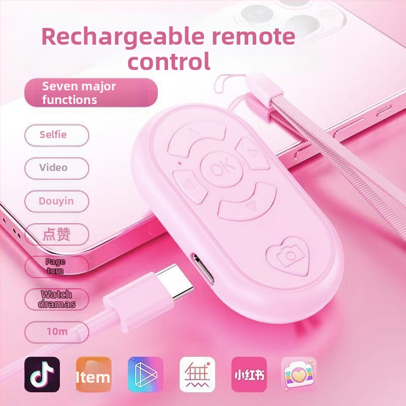 Ax-1 Diaľkové ovládanie videa pre mobilný telefón, Bluetooth do 10 m, Batéria 130 mAh, ABS puzdro, Režim tlačidového ovládania