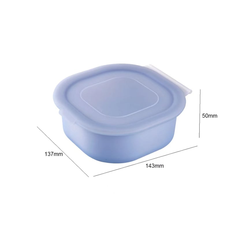 Κουτί αποθήκευσης τροφίμων από σιλικόνη – τετράγωνο σχήμα, ασφαλές για φούρνο μικροκυμάτων, επαναχρησιμοποιούμενο.