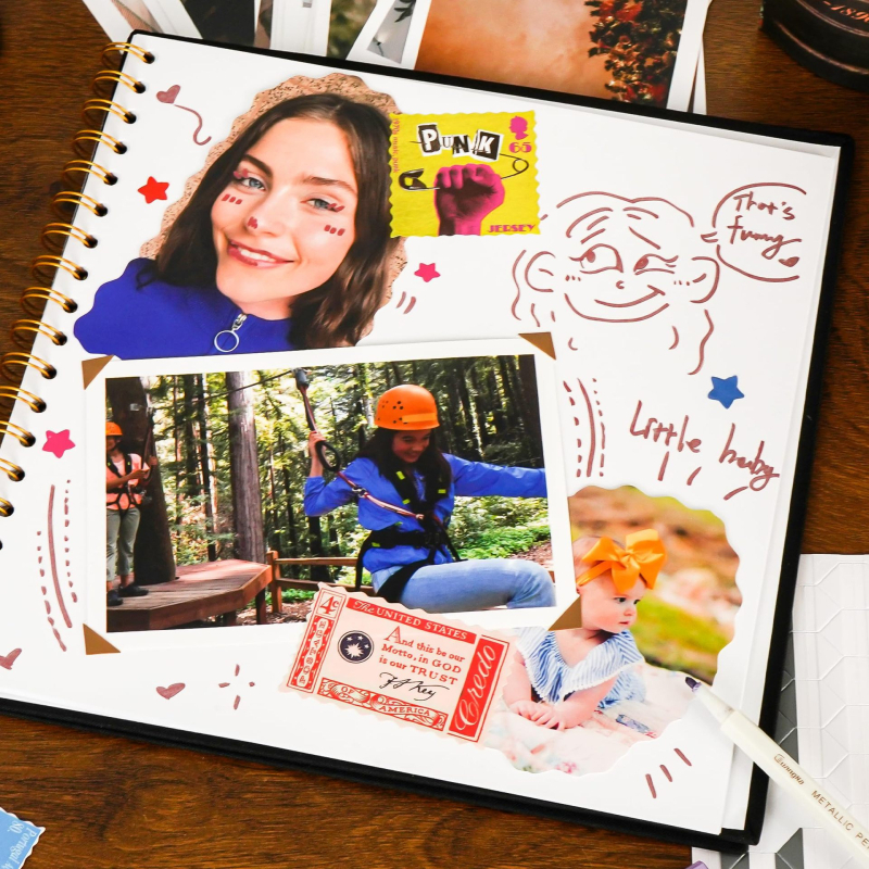 DIY fotoalbum sa spiralnim povezom i oknom za fotografije, platneno kućište, scrapbook stil, 20 unutarnjih stranica, prilagodljiv