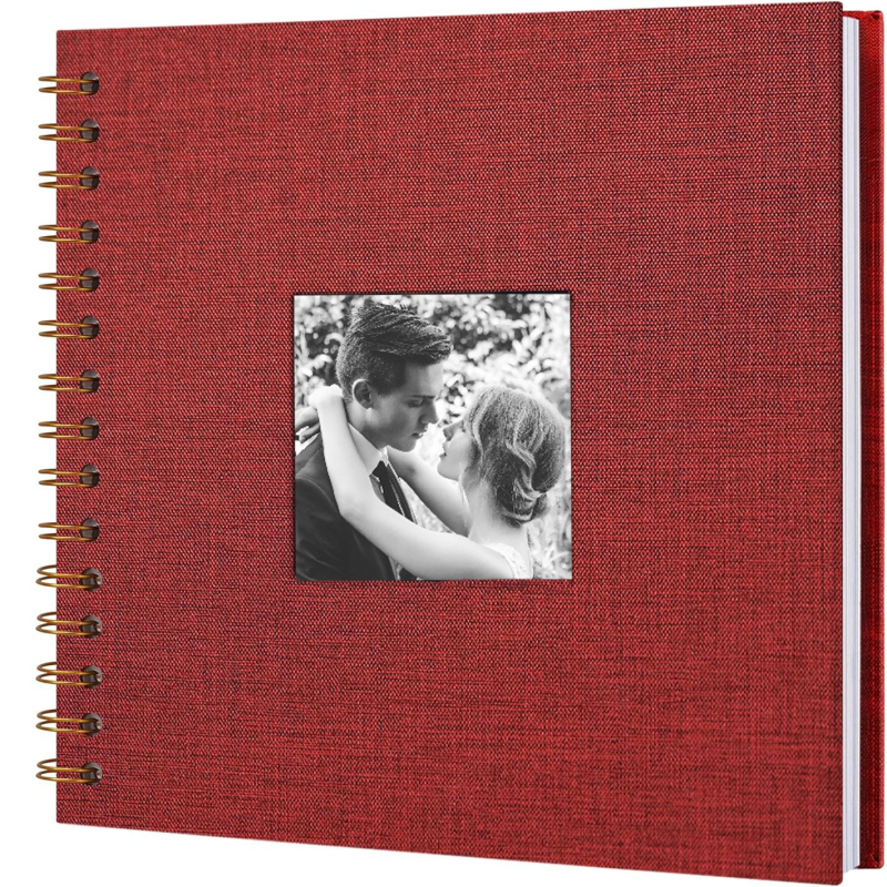 DIY fotoalbum sa spiralnim povezom i oknom za fotografije, platneno kućište, scrapbook stil, 20 unutarnjih stranica, prilagodljiv