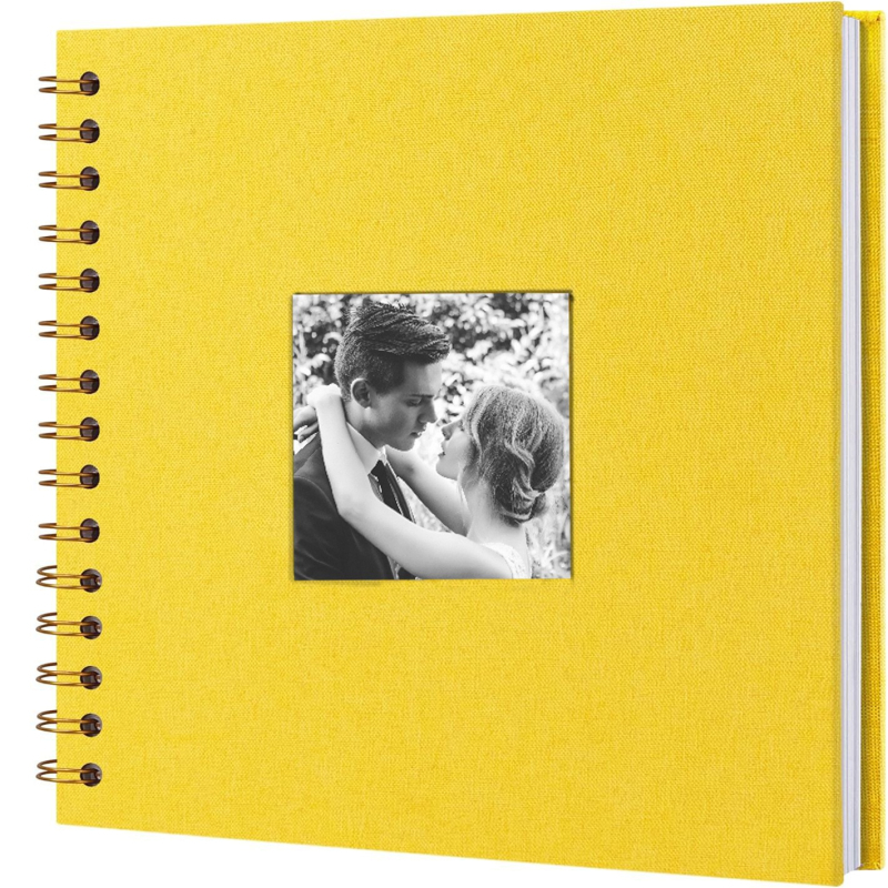 DIY fotoalbum sa spiralnim povezom i oknom za fotografije, platneno kućište, scrapbook stil, 20 unutarnjih stranica, prilagodljiv