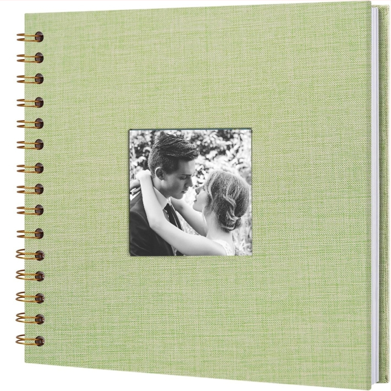 DIY fotoalbum sa spiralnim povezom i oknom za fotografije, platneno kućište, scrapbook stil, 20 unutarnjih stranica, prilagodljiv