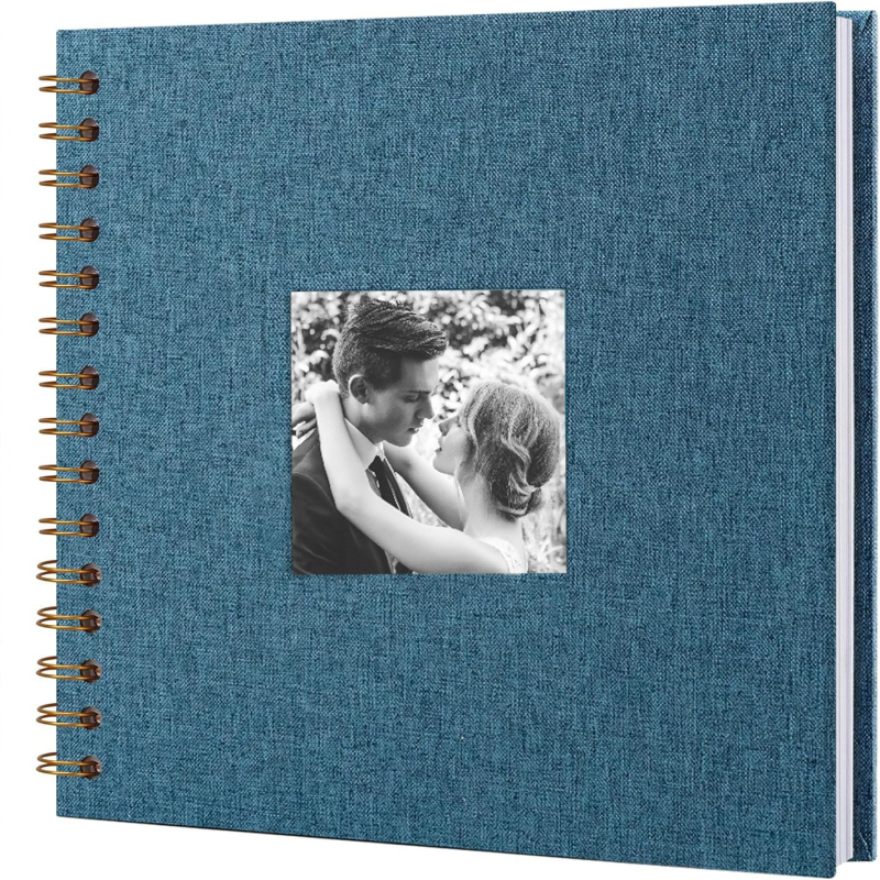 DIY fotoalbum sa spiralnim povezom i oknom za fotografije, platneno kućište, scrapbook stil, 20 unutarnjih stranica, prilagodljiv
