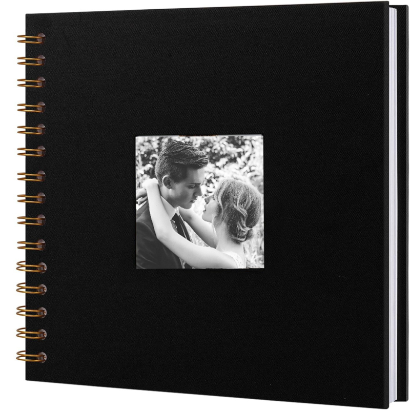 DIY fotoalbum sa spiralnim povezom i oknom za fotografije, platneno kućište, scrapbook stil, 20 unutarnjih stranica, prilagodljiv