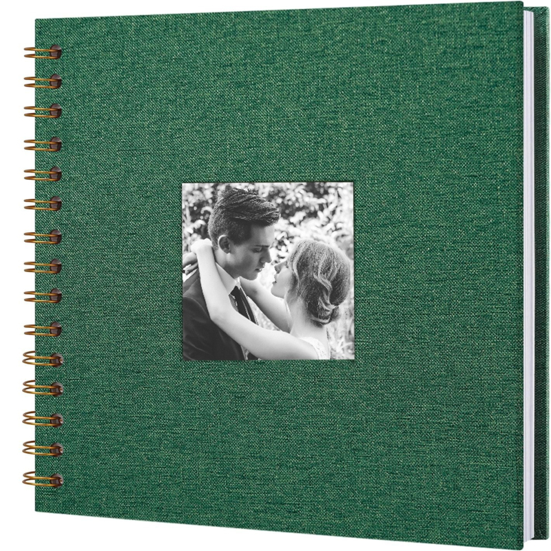 DIY fotoalbum sa spiralnim povezom i oknom za fotografije, platneno kućište, scrapbook stil, 20 unutarnjih stranica, prilagodljiv