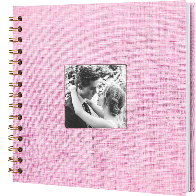 DIY fotoalbum sa spiralnim povezom i oknom za fotografije, platneno kućište, scrapbook stil, 20 unutarnjih stranica, prilagodljiv