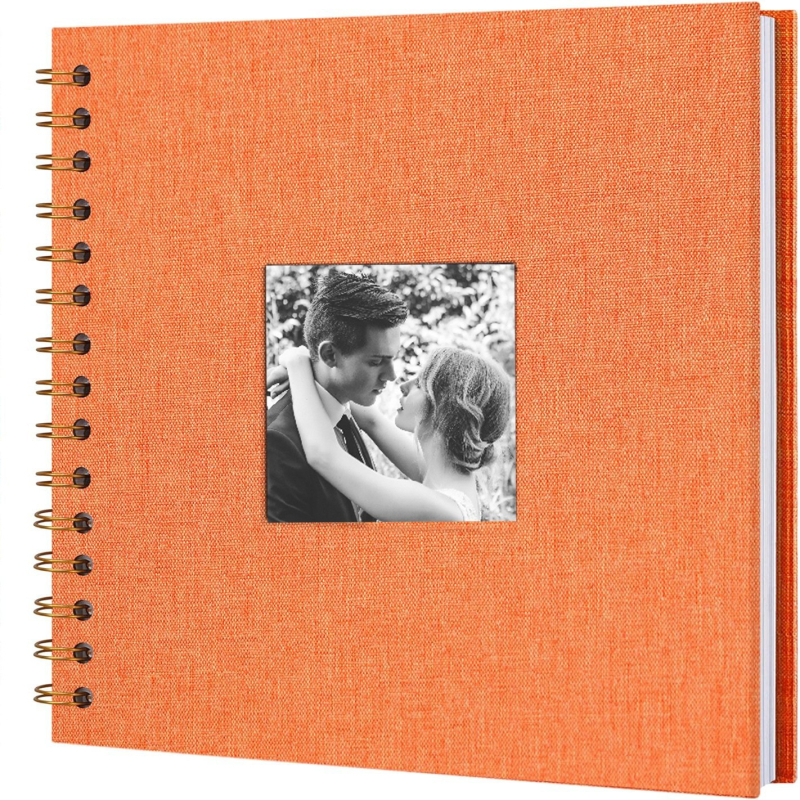 DIY fotoalbum sa spiralnim povezom i oknom za fotografije, platneno kućište, scrapbook stil, 20 unutarnjih stranica, prilagodljiv