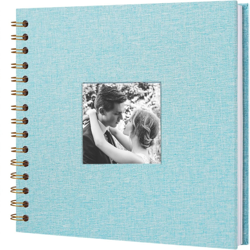 DIY fotoalbum sa spiralnim povezom i oknom za fotografije, platneno kućište, scrapbook stil, 20 unutarnjih stranica, prilagodljiv