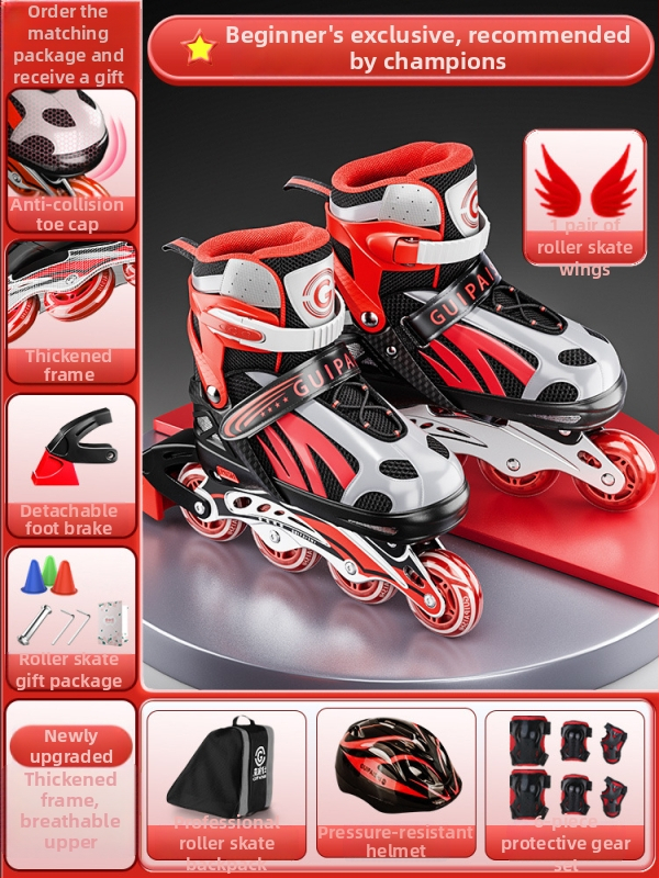 Gyerek görkorcsolya GP912, Guipaishi, felső PU+Háló, TPU kerekek, egy sor