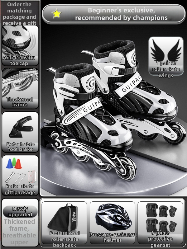Gyerek görkorcsolya GP912, Guipaishi, felső PU+Háló, TPU kerekek, egy sor