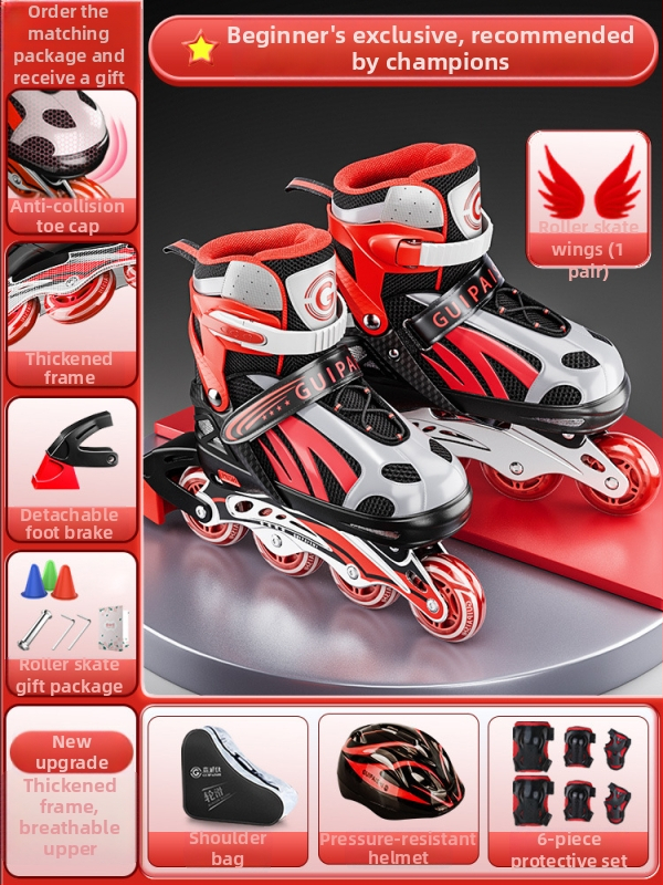 Gyerek görkorcsolya GP912, Guipaishi, felső PU+Háló, TPU kerekek, egy sor