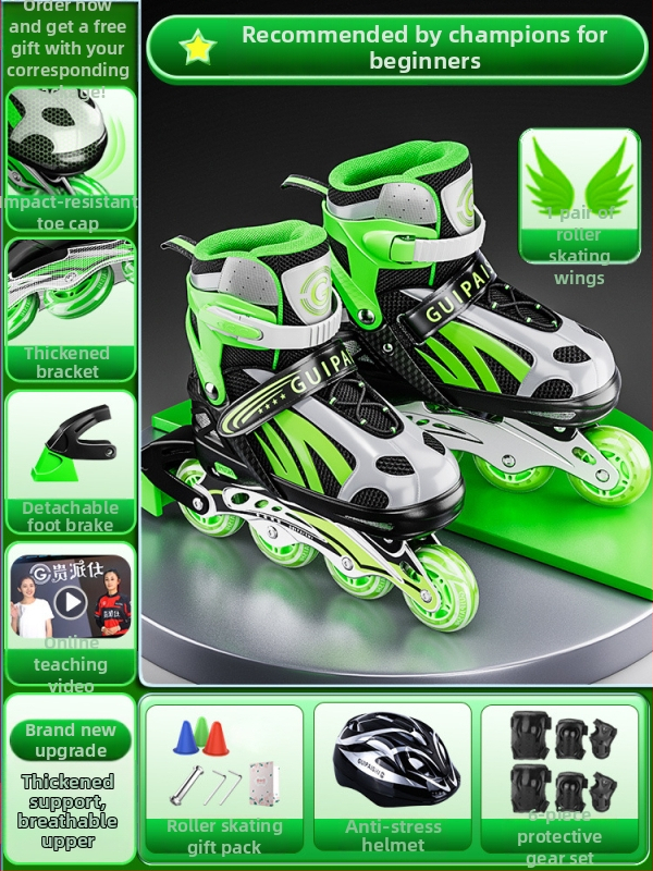 Gyerek görkorcsolya GP912, Guipaishi, felső PU+Háló, TPU kerekek, egy sor