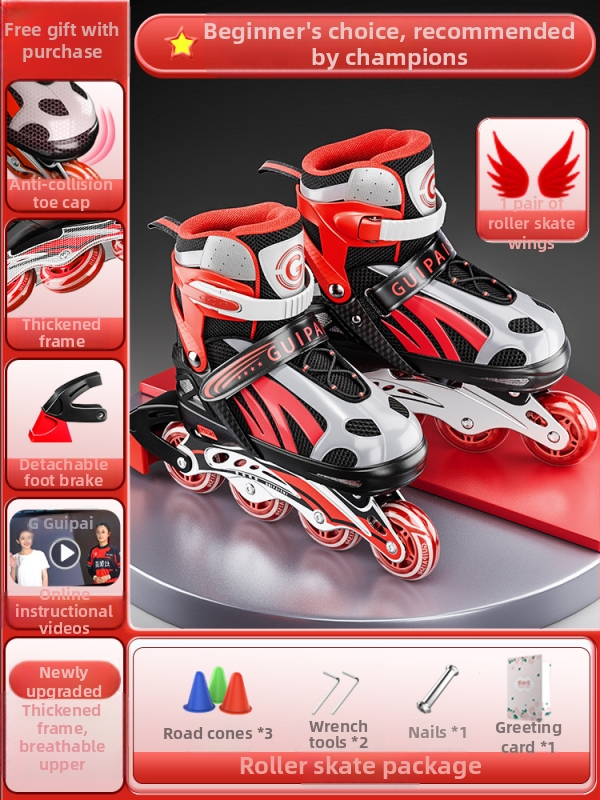 Gyerek görkorcsolya GP912, Guipaishi, felső PU+Háló, TPU kerekek, egy sor