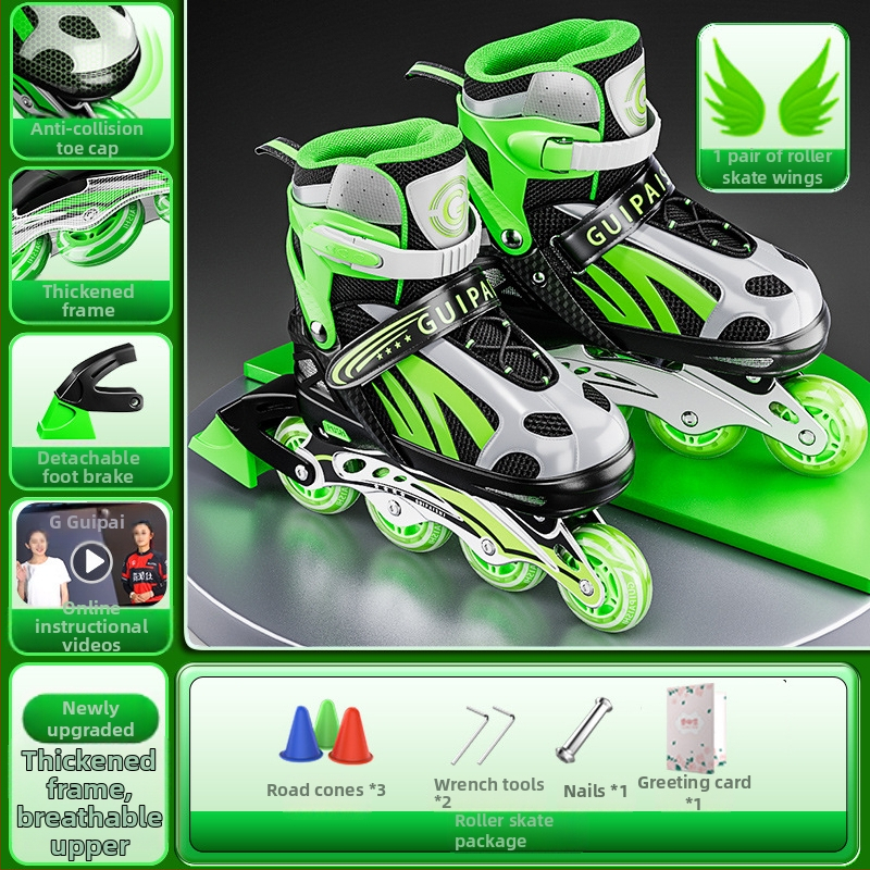 Gyerek görkorcsolya GP912, Guipaishi, felső PU+Háló, TPU kerekek, egy sor