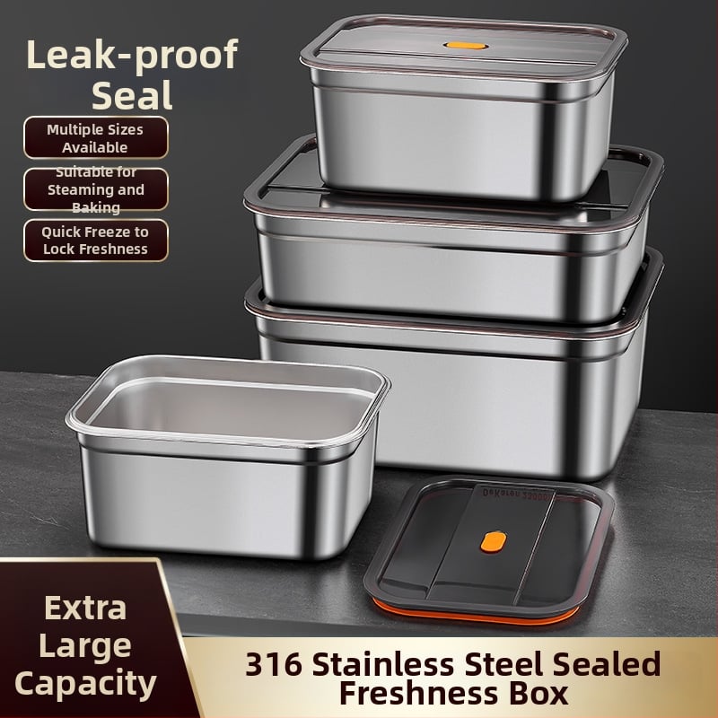 Δοχείο αποθήκευσης φαγητού από ανοξείδωτο ατσάλι, 1–2 L, ορθογώνιο, σφραγισμένο και ανθεκτικό στις διαρροές, κατάλληλο για φούρνο μικροκυμάτων