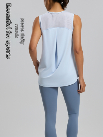 Juyitang Γυναικείο Αμάνικο Τοπ Γιόγκα – Δροσερό Δίκτυωτο Υλικό, Χαλαρή Γραμμή, 88% Πολυεστέρας, Κατάλληλο για Τρέξιμο, Γυμναστική και Χορό