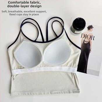 Ženský športový podprsenka s krížovými ramienkami na chrbte, priedušný, rýchloschnúci, vysoká elasticita, materiál Nylon-Spandex (80/20)