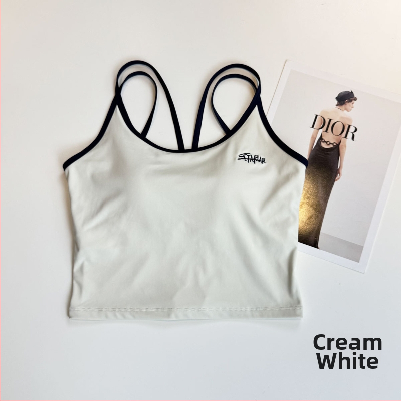 Ženský športový podprsenka s krížovými ramienkami na chrbte, priedušný, rýchloschnúci, vysoká elasticita, materiál Nylon-Spandex (80/20)