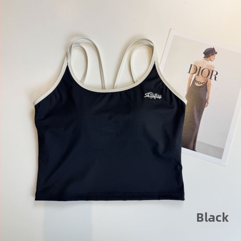 Ženský športový podprsenka s krížovými ramienkami na chrbte, priedušný, rýchloschnúci, vysoká elasticita, materiál Nylon-Spandex (80/20)