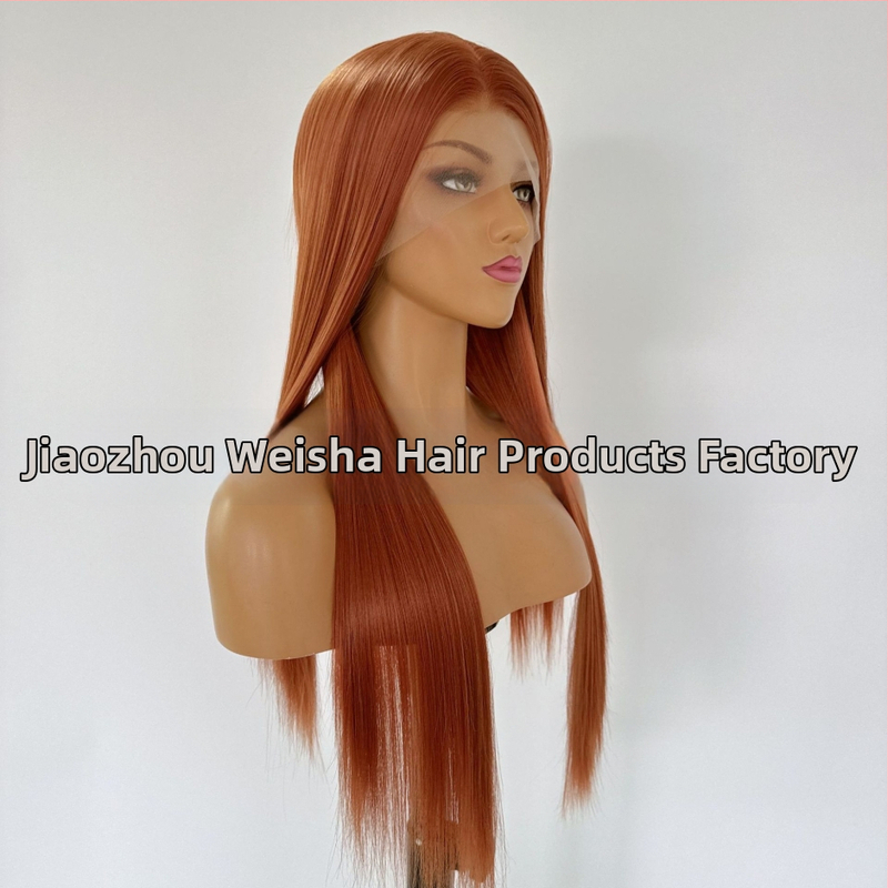 Cosplay perika: duga ravna kosa s prednjom čipkanom kapom, model W-60, vlakno otporno na temperaturu, polu-strojno i polu-rukom izrađena, stil Ruili, bez fringe