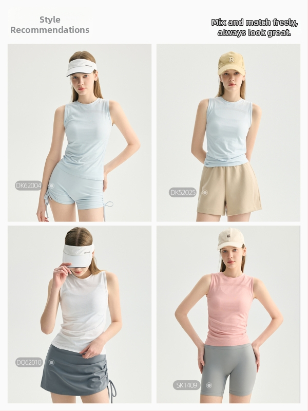 Dámske bezrukávové fitness tielko, priedušné a rýchloschnúce, zloženie 92% nylon a 8% spandex, štíhla silueta, dĺžka po boky, bez vložky na hrudník