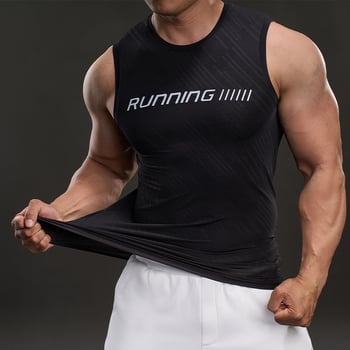 Ανδρικό αθλητικό γιλέκο, 88% πολυεστέρας, μονόχρωμο σχέδιο, λεπτό, καλοκαίρι