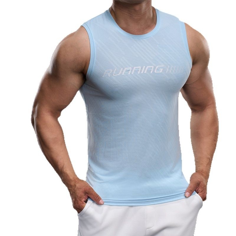 Ανδρικό αθλητικό γιλέκο, 88% πολυεστέρας, μονόχρωμο σχέδιο, λεπτό, καλοκαίρι
