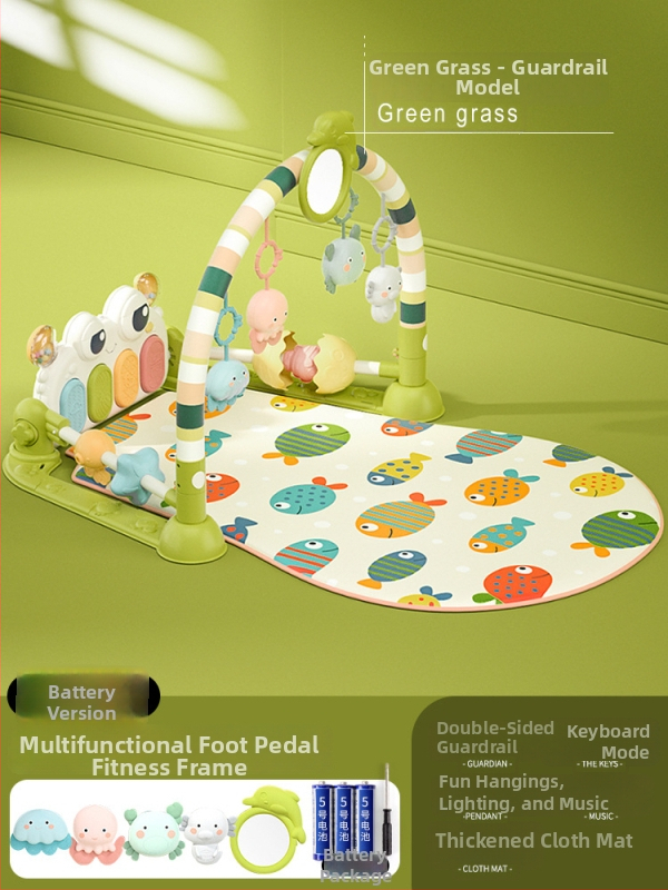 Baby gym s glazbenim pedalskim klavirom i podlogom za puzanje — plastična igračka za bebe 0-3 godine, razvija koordinaciju ruka-oka, osjetila i sluh