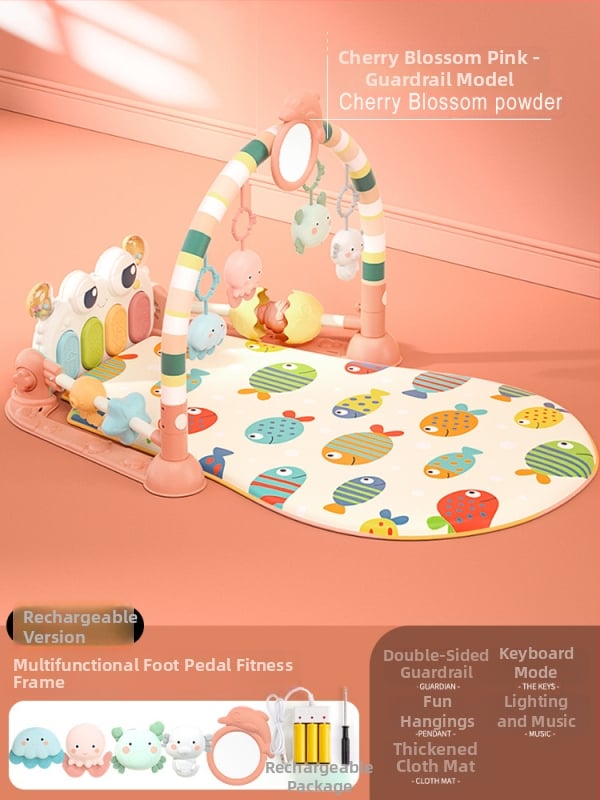 Baby gym s glazbenim pedalskim klavirom i podlogom za puzanje — plastična igračka za bebe 0-3 godine, razvija koordinaciju ruka-oka, osjetila i sluh