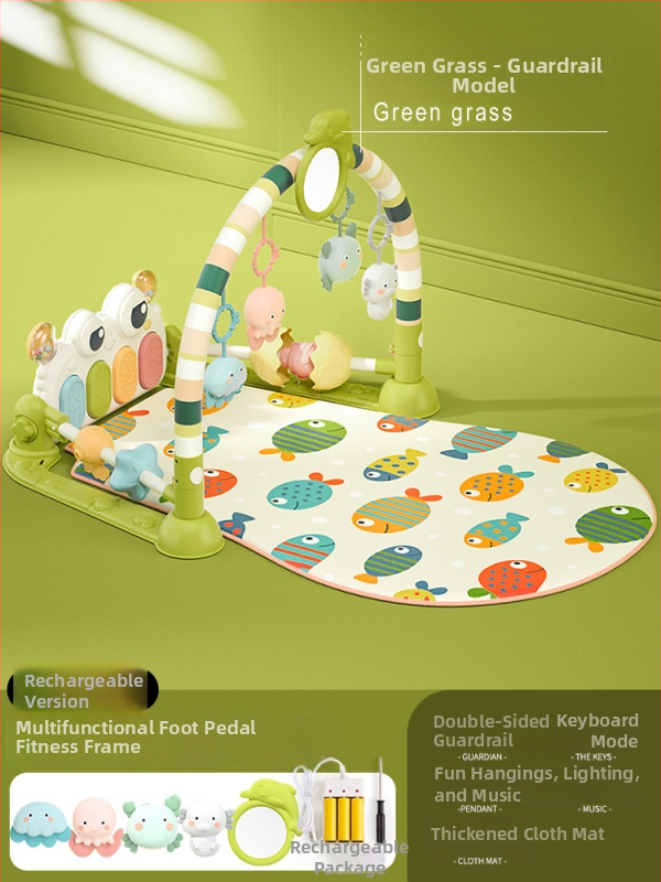 Baby gym s glazbenim pedalskim klavirom i podlogom za puzanje — plastična igračka za bebe 0-3 godine, razvija koordinaciju ruka-oka, osjetila i sluh